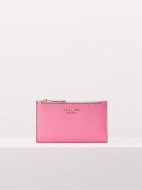 Kate Spade Sylvia Slim Bifold Wallet Crushed Watermelon Pebbled Leather